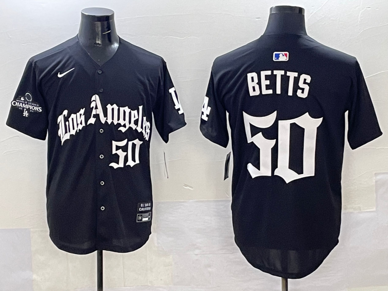 Men's Los Angeles Dodgers Mookie Betts #50 Black Jersey